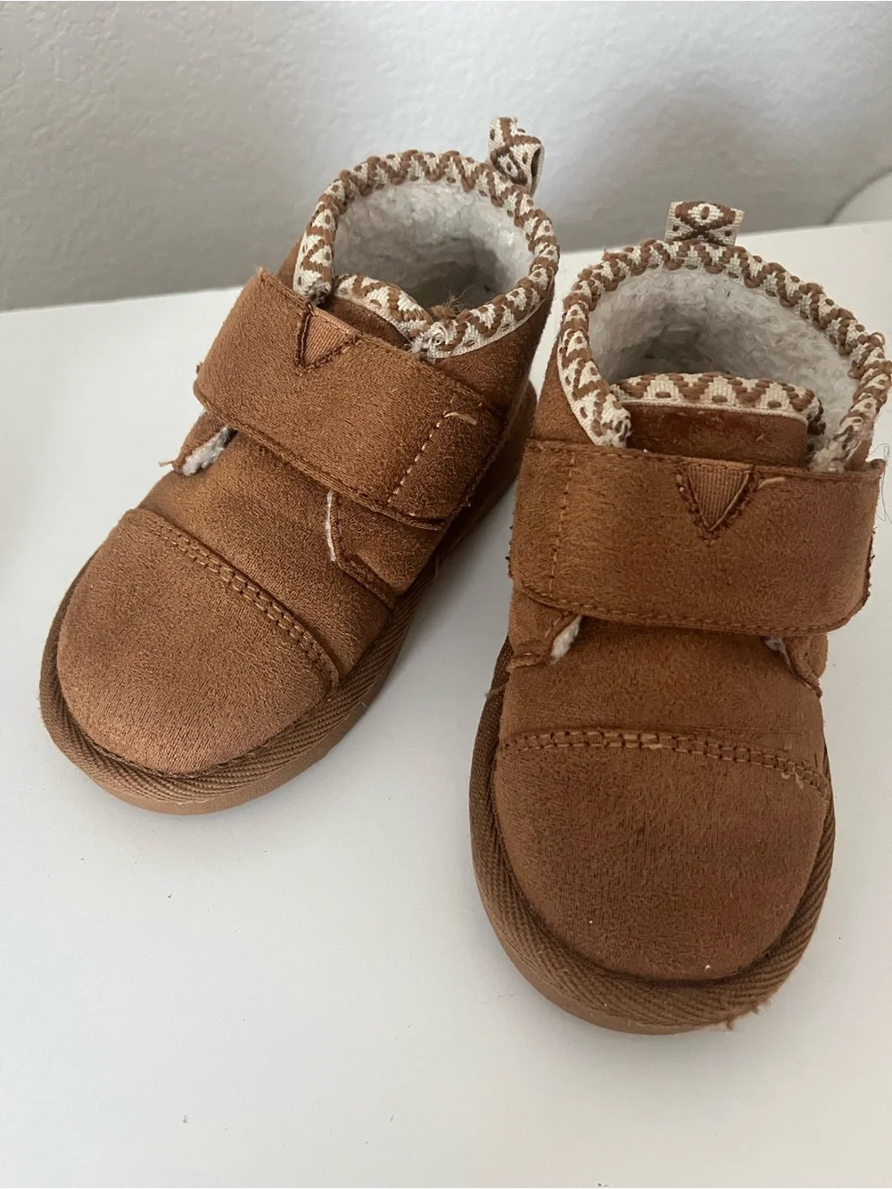 PAWZ Brown Kids Fleece-Lined Winter Boots with Pom Detail